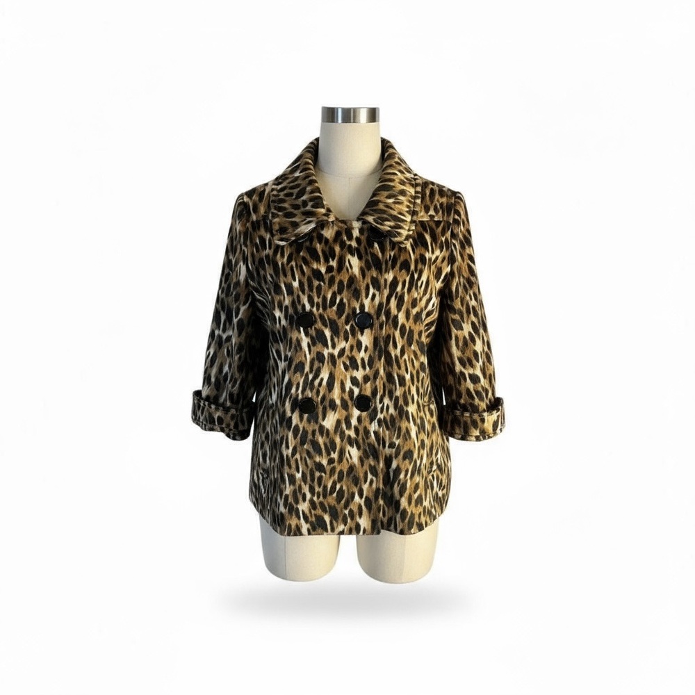 Kardashian Kollection Leopard Double Breast Coat M Y2K